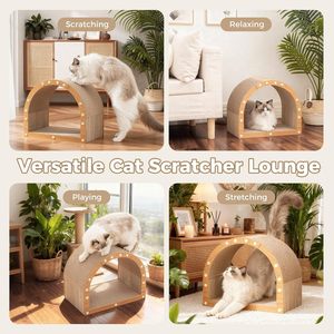 <span class=keywords><strong>Griffoir</strong></span> pour <span class=keywords><strong>chat</strong></span> durable et moderne en carton, antidérapant, sûr, grand format, avec tunnel de griffonnage, pour chats d'intérieur, toutes saisons, s'adaptant à la décoration de la maison - Product Image 4