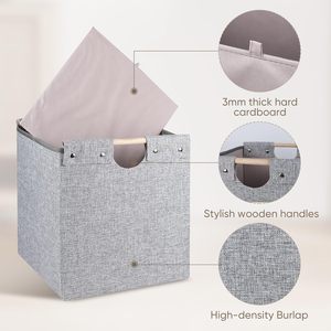 Cubos de almacenamiento plegables Contenedores de tela con asas de madera para estantes <span class=keywords><strong>Kallax</strong></span> - Product Image 5