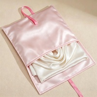 Pochette de rangement pour bijoux en satin de luxe personnalisée avec nœud papillon, sac de voyage pliable portable en soie douce, sac de rangement pour perruques et cheveux