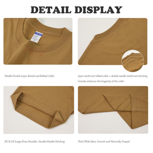 Camiseta Casual <span class=keywords><strong>de</strong></span> Punto para Hombre y Mujer, Talla EU/US, 230g, con Logo Personalizado OEM, Hombros Caídos, Cuello Redondo, Color Sólido, Ecológica, <span class=keywords><strong>de</strong></span> Secado Rápido - Product Image 2