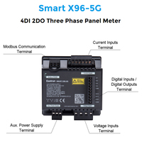 Medidor de Energía Digital Trifásico Inteligente X96-5 para Montaje en Panel con Modbus, mide KWh, kVarh, kW, kVar, kVA, P, PF, Hz, dmd, V, A, THD