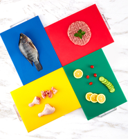 Planche à découper rectangulaire en plastique PE durable, pliable, écologique, non toxique, personnalisable, avec poignée, pour la cuisine (vente en gros)