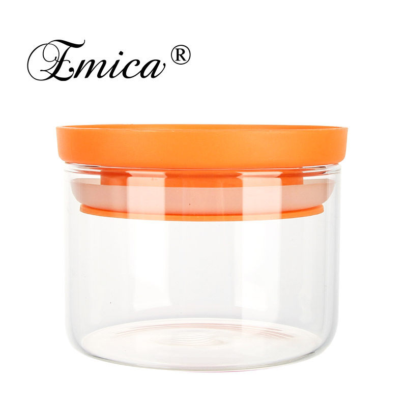 Food Storage Canister Airtight Round Bamboo Lid Glass Jar Pasta Glass Container With Lid
