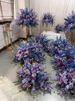 Boule florale artificielle papillon bleu violet ML 90 cm pour centre de table, arrangement floral pour décoration de réception de fête