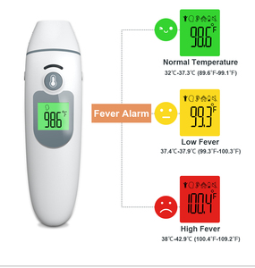 Thermomètre frontal/auriculaire infrarouge double mode pour usage domestique avec alerte de <span class=keywords><strong>fièvre</strong></span> codée par couleur, alimenté électriquement - Product Image 3