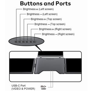 Portable Monitor for Laptop 15.6 Inch 1080P Quad One <b>Cable</b> IPS Dual Screen for Business Trading Gaming <b>USB</b> C <b>Extender</b> - Product Image 5