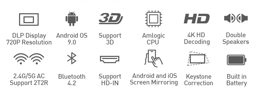 [YIDAHAI P12II]200 ANSI LUMENS LED+DLP Portable mini android mirror selling Hometheater Game Battery WIFI AI Projector
