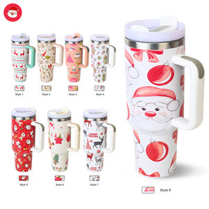 Tasse de Noël gravée en acier inoxydable H2.0 40 oz avec poignée - Product Image 1