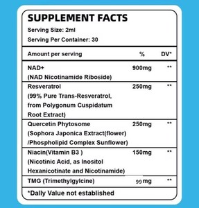 Nhà máy OEM nhãn hiệu riêng NAD bổ sung 900mg liposomal nicotinamide riboside Resveratrol lỏng NAD cộng với giọt Giao hàng nhanh - Product Image 2