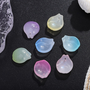 Glass Flower Beads For Jewelry Making Spring 2024 Yiwu Origin Orchid Pattern <b>Shell</b> Bone Coral Material Plating Treatment - Product Image 1