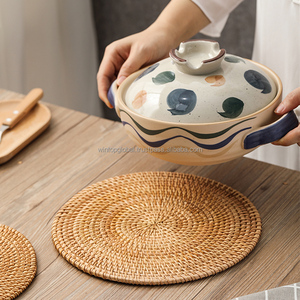 Manteles Individuales y Posavasos Redondos Hechos a Mano, Duraderos y Ecológicos, de Ratán de Plástico PP/PE 100% Natural - Product Image 2