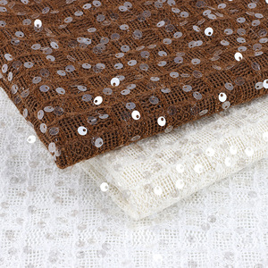 NUEVO OEM precio al por mayor encaje marrón tela transparente bordado lentejuelas para sombrero - Product Image 3