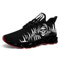 Sepatu Kasual Desain Terbaru untuk Pria, Sneakers Tengkorak Gothic, Sepatu Olahraga Bernapas |   FN003XD-240270016