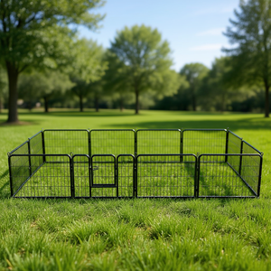 Recinto per Cani in Acciaio Nero a 12 Pannelli 31,5 X 23,6 per Esercizio Canino - Product Image 2