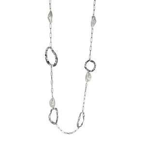 Collier de perles en acier inoxydable 316L plaqué or PVD, durable et résistant, longue chaîne avec perles irrégulières - Product Image 1
