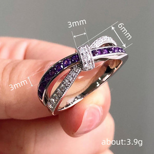 Anello da Donna Viola con Fiocco Incrociato, Gioiello alla Moda - Product Image 4