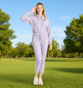 Tc408 Tuta con Cappuccio da Donna, Manica Lunga, Vita Alta, in Maglia Tinta Unita, Casual, Traspirante, in Cotone e Spandex, Lunghezza alla Caviglia - Product Image 2