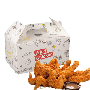 Vente en gros de papier personnalisé poignée de boîte d'emballage de restauration rapide papier à emporter de qualité alimentaire de poulet frit pour poulet autres articles de <span class=keywords><strong>menu</strong></span> - Product Image 3