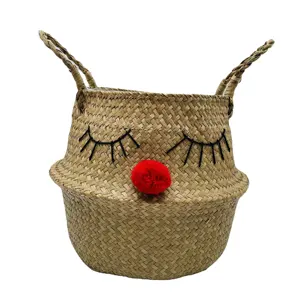 Presente de Natal ervas marinhas mão Woven flower Basket pot planter à prova d'água cesta tecida para plantador de flores por atacado
