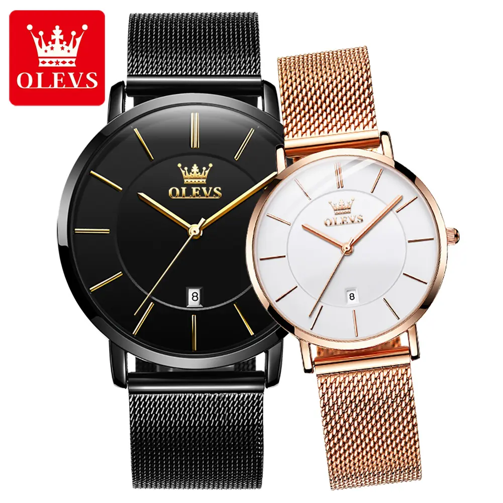 OLEVS 5869 Minimalist Ultra Thin Watch Men's Women's Fashion Sport Quartz Analog Watch Mesh Band Watch