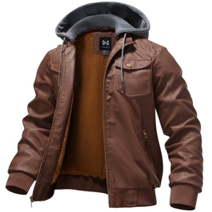 Мужская водонепроницаемая куртка-бомбер из искусственной кожи - Product Image 1