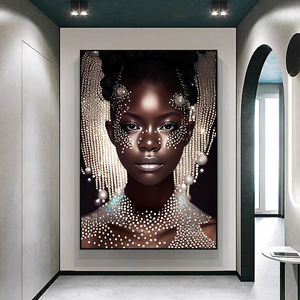 Peinture murale sur toile moderne avec impression de femmes africaines noires et magnifiques, peinture à l'huile encadrée, art mural de fille sexy - Product Image 6