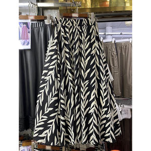 Falda acampanada con estampado Retro para mujer, cintura alta, dobladillo grande ajustado, estilo informal para reducir la edad para la temporada de otoño - Product Image 6