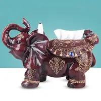 Enfeites de elefante criativo, caixa multifuncional de tecido, resina para decoração de tecidos