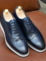Nouveauté Mode 2023 Chaussures d'Été et d'Automne en Cuir Patiné Fait Main, Semelle Noire, Décontractées et Personnalisées en Cuir Véritable