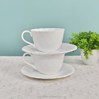 Tasse à café en forme de fleur simple, 2 tasses, 2 assiettes, cadeau pour la maison, le bureau, les affaires, pour couple