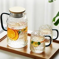 Bouilloire Vintage Begonia en Verre Borosilicate Haute Résistance, Grande Capacité 2L, Résistante à la Chaleur et au Froid, avec Couvercle