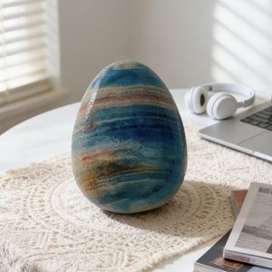 Wholesale Polished Bohemian Style Blue Onyx Eggs Natural <b>Healing</b> Crystal Stone for Home Decor And Gifts - Product Image 1