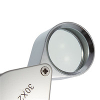 Professional High Tech Handheld 30X Glass Jeweler Loupe Magnifier LED & UV Light 21mm Lens
