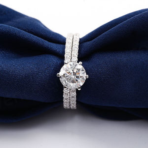 แหวนหมั้นเพชรทองคำขาว 14k ประดับเพชร 1 กะรัต แหวนหมั้นเพชร แหวนหมั้นเพชรเพาะเลี้ยง - Product Image 6