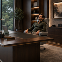 Chaise de bureau de direction en cuir de luxe, dossier haut, inclinable, pivotante, avec larges accoudoirs