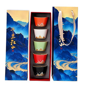 Chinese Style Five Color <b>Tea</b> Cups Ceramic <b>Tea</b> <b>Set</b> A Thousand Miles Of Rivers And Mountains Business Gift <b>Set</b> Dehua Origin - Product Image 5