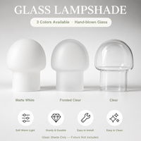 3 finitions disponibles, abat-jour en verre en forme de champignon, verre sodocalcique pour éclairage d'ambiance intérieur