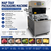 Automatische voedselverpakkingsmachine MAP 4-baans plastic vacuüm tray sealer met stikstofspoeling en gas spoeling MAP verzegelmachine