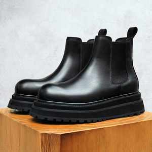 New High Authentic <b>Boots</b> Men's Suede Genuine Leather Thick Sole 5CM Elevator Short <b>Boot</b> With Premium Texture - Product Image 6