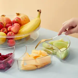 Choice Fun-platos de servicio de plástico transparente, bandeja dividida para fruta seca, con mango, venta al por mayor