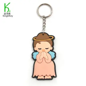 Personalized Trendy Logo Angel Keychain Ring Souvenir Mold Gift Crafts Soft PVC 2d/3d Keyring Angel Wing Keychain