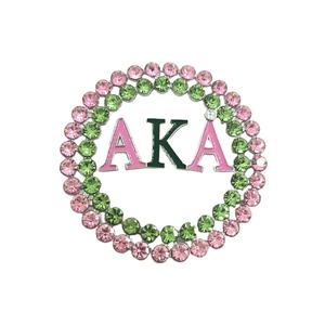 Broche de Cristal con Flores de Cinta de Satén Hechas a Mano, Inspirado en la Hermandad Griega Alpha IVY, Verde y Rosa, para Mujer - Product Image 3