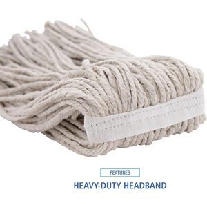 Cabezales de mopa húmeda de algodón blanco de 16 oz Boardwalk, con extremo cortado, juego de 12 por caja con cesta de plástico rectangular, equipo de limpieza para el hogar - Product Image 2