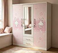 Armoire en acier antipoussière avec portes, pour chambre à coucher, maison de location, rangement des vêtements de bébé et organisation du domicile, meuble à vêtements.