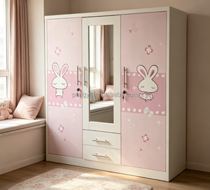 Armoire en acier antipoussière avec portes, pour chambre à coucher, maison de <span class=keywords><strong>location</strong></span>, rangement des vêtements de bébé et organisation du domicile, meuble à vêtements. - Product Image 1