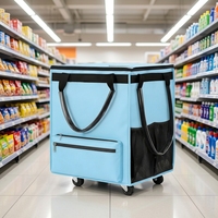 Chariot de courses pliable en PP réutilisable avec logo personnalisé, fermeture éclair et roues, motifs personnalisés pour l'emballage