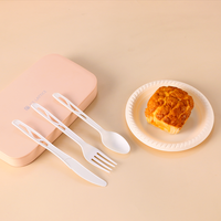 Ensemble de couverts jetables biodégradables en PLA CPLA, couteau, fourchette et cuillère, emballés individuellement, sans danger pour les aliments