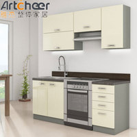Armoire de cuisine modulaire pour petits espaces murale durable en résine stratifiée pour comptoir robinet tiroir panier accessoires