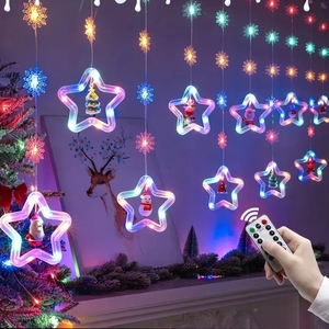 100LED bông tuyết giáng sinh Rèm 8 chế độ trong nhà/ngoài trời Cổ Tích Kỳ nghỉ chiếu sáng & trang trí đèn trang trí cho chủ đề giáng sinh - Product Image 4