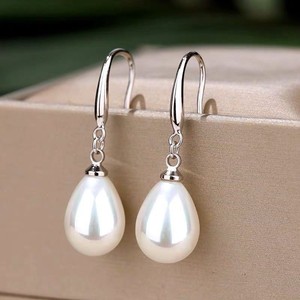 Orecchini pendenti stile perla a goccia per donna, orecchini da sposa lunghi ed eleganti, gioielli semplici e alla moda - Product Image 1